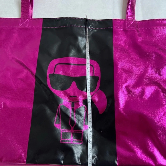 KARL LAGERFELD Handbag Xtra Large Tote Shoulder Bag Pink Metallic NWOT - Picture 9 of 10